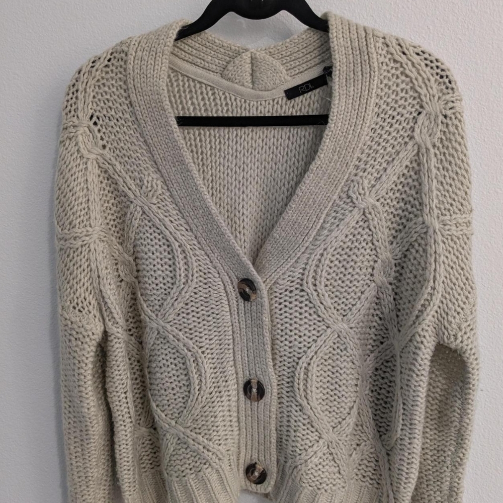 RDI Cream Cable Knit Cardigan Sweater